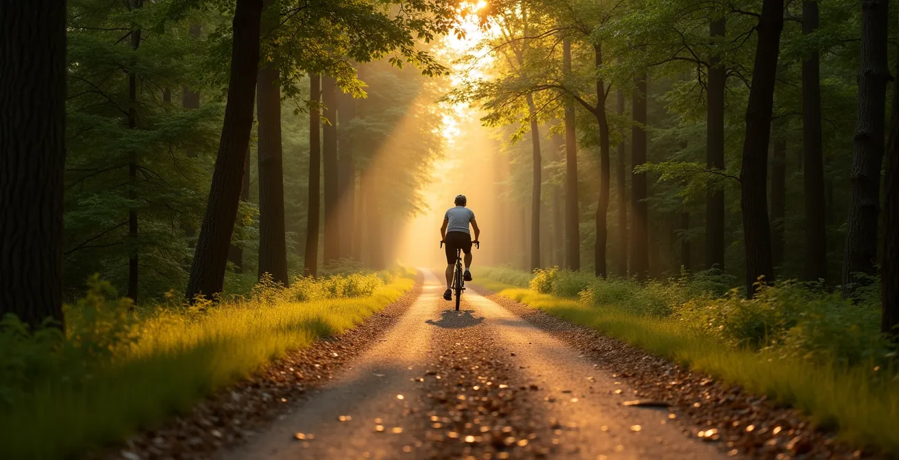Radfahrer bei aktiver Regeneration in der Natur