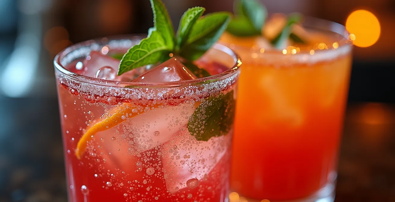 Elegante alkoholfreie Getränke mit CBD bei einer geselligen Veranstaltung