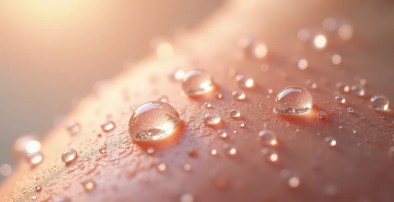 Makroaufnahme von beruhigter Haut mit CBD-Molekülen