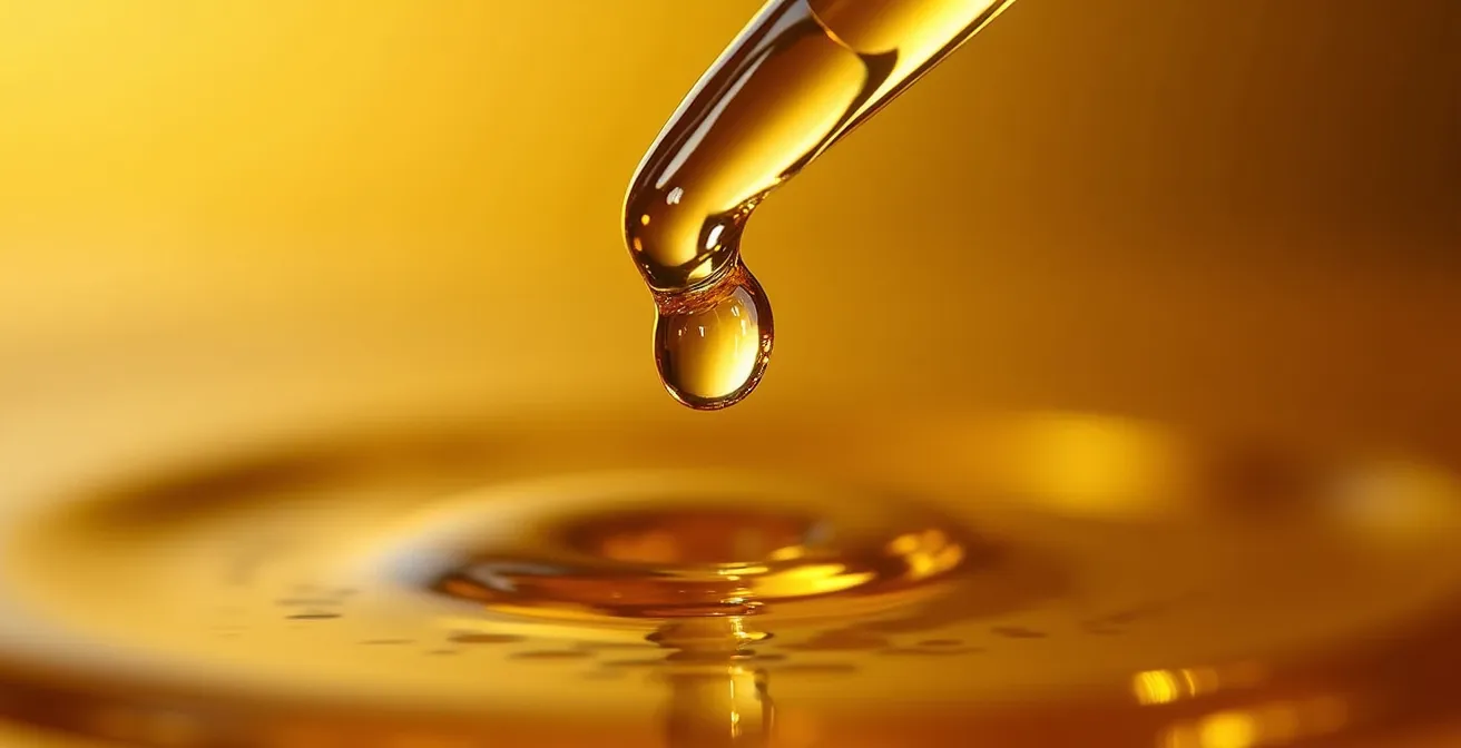Makroaufnahme von CBD-Öltropfen mit präziser Dosierung