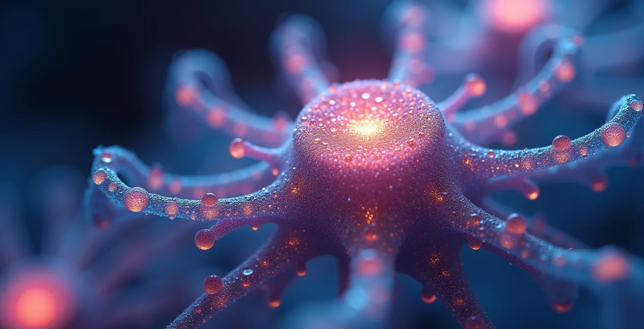 Visualisierung mentaler Klarheit durch kognitives Training und Achtsamkeit, dargestellt durch leuchtende neuronale Bahnen im Gehirn.