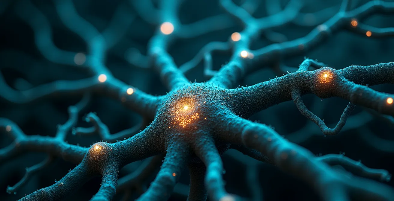 Visualisierung von Nervenbahnen im Gehirn mit alternativen Routen, die neue Wege zeigen.