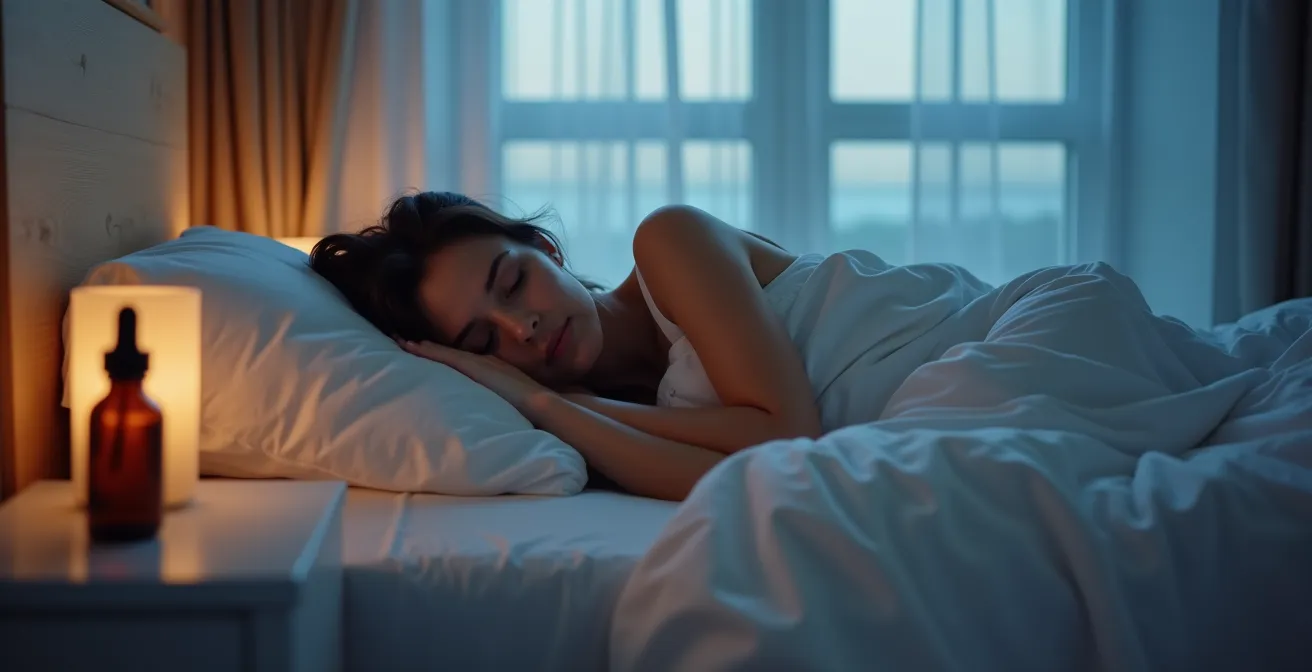 Ruhige Schlafumgebung mit natürlichen Elementen für erholsamen Schlaf